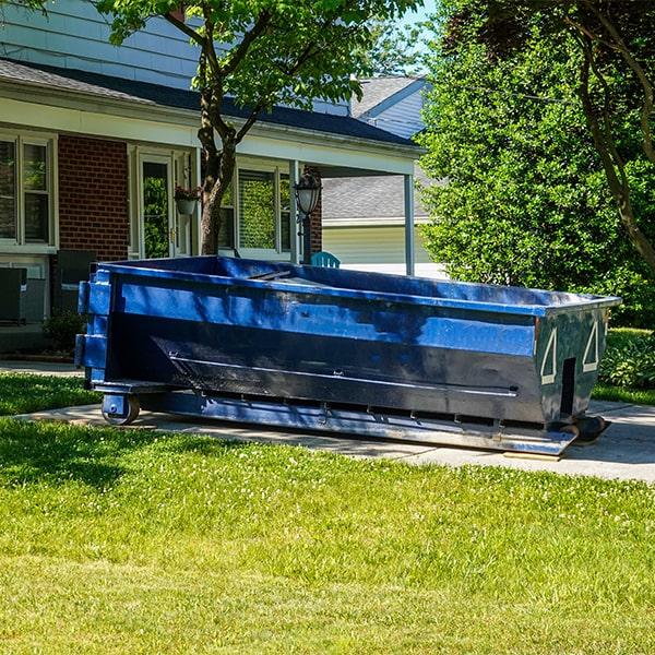 residential dumpsters can be placed on a driveway or yard, but preventative measures must be required to avoid damage to the property